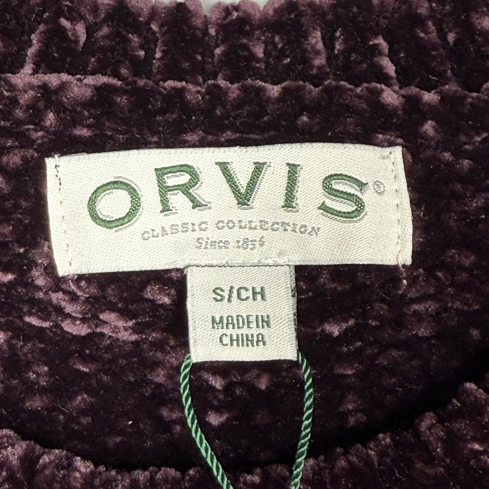 Orvis Sweater Womens Small Plum Soft Crewneck Relaxed Hi-Low Hem Ribbed Cuffs - Picture 3 of 11